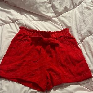 Knox Rose Bright Red High-Waist Tie-Front Shorts